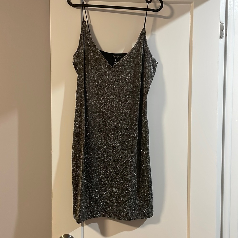 Silver sparkly mini dress